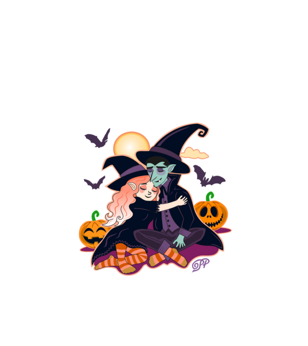 Halloweeni Pár minta fekete pólón
