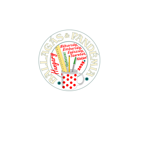 Ballagás és Pandémia Bögrés piros szöveggel minta fehér pólón