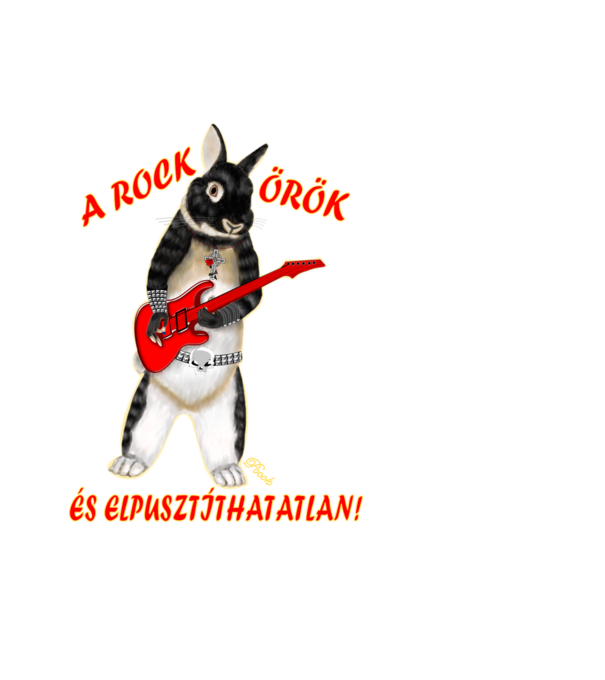 Rocker Nyuszi minta fehér pólón