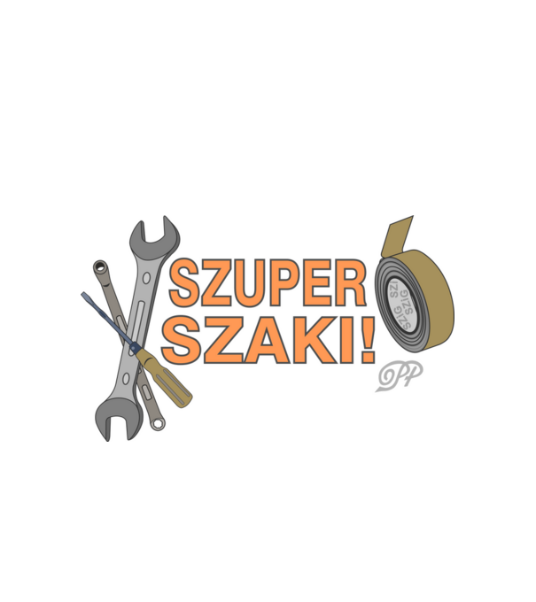 Szuper Szaki minta fehér pólón