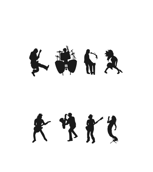 Rock and Roll Árnyak minta fehér pólón