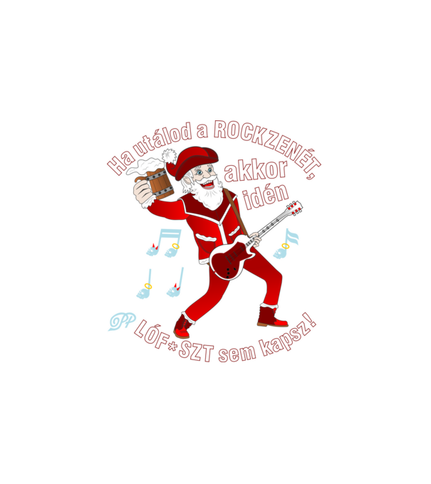 Rockos Fasza Mikulás minta fehér pólón