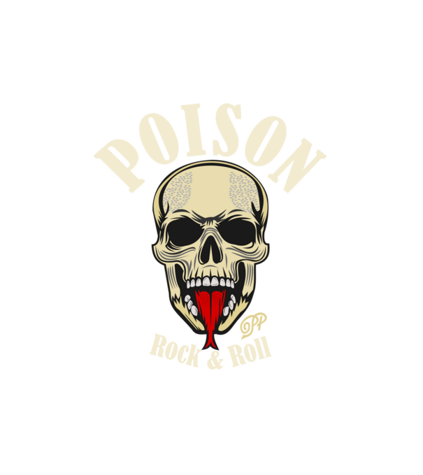 Poison Rock and Roll minta fehér pólón