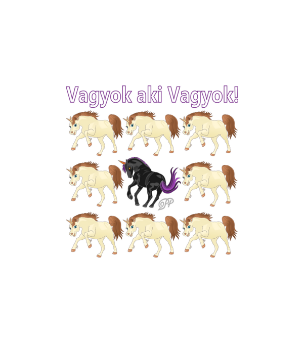 Unikornisos Egyéniség minta fehér pólón