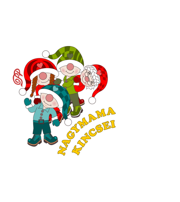Nagymama Kincsei Manók minta fekete pólón