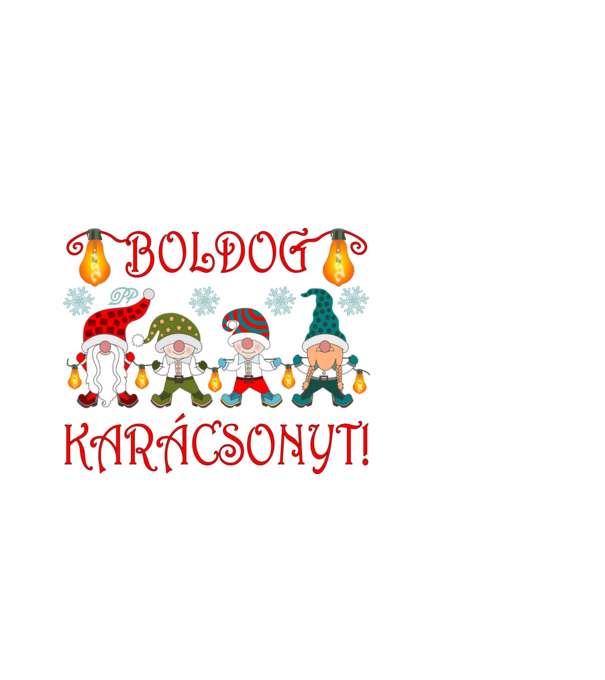 Boldog Karácsonyt Manók minta fekete pólón