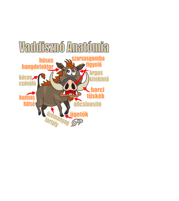 Vaddisznó Anatómia minta fehér pólón