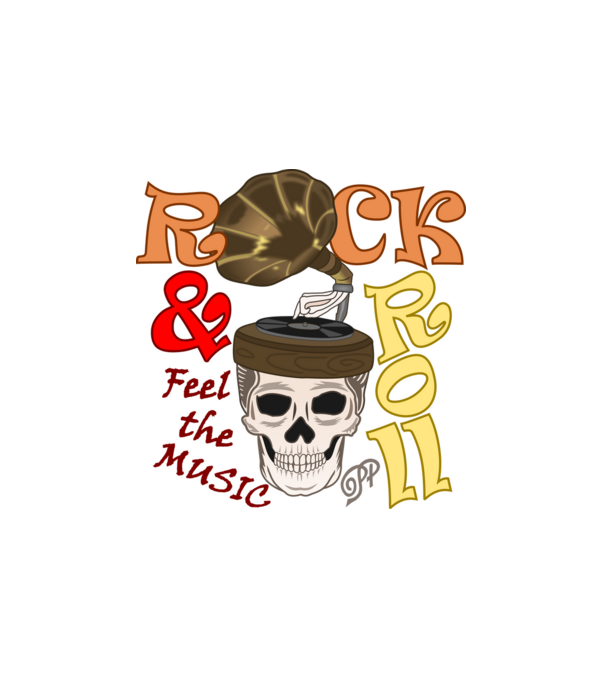 Rock Gramofon minta fehér pólón
