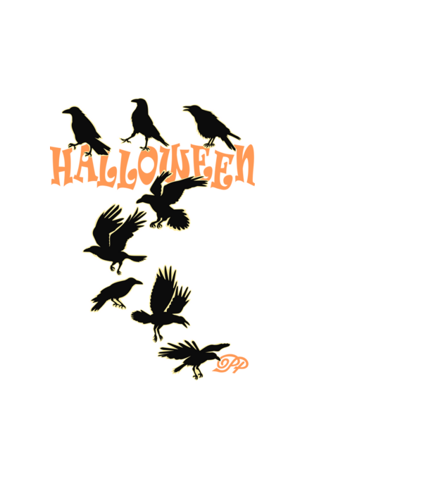 Halloweeni Varjak B minta fehér pólón