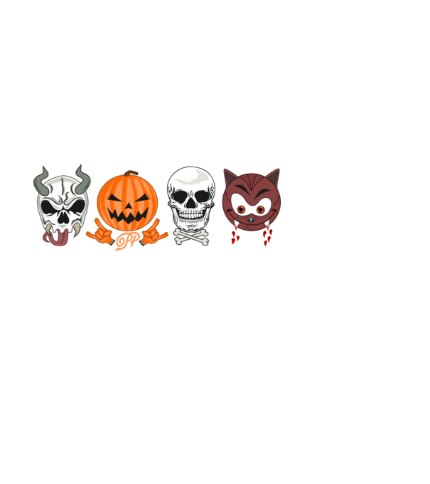 Halloween Fejek minta fekete pólón