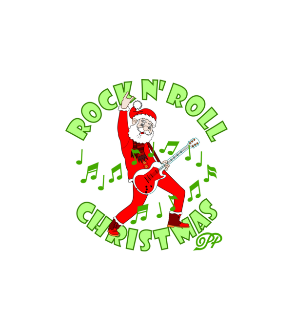 Rock Télapó minta fehér pólón