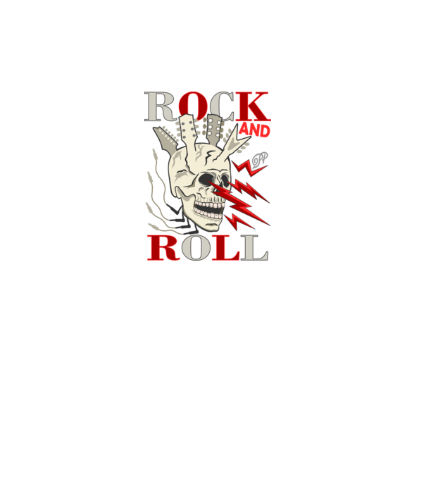 Rock and Roll Villámló Koponya minta fekete pólón
