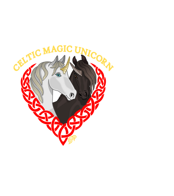 Kelta Mágikus Unikornis B minta fekete pólón