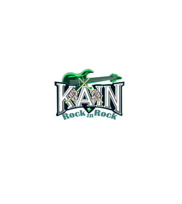 Kain Két hangszeres Zöld minta farmerkék pólón
