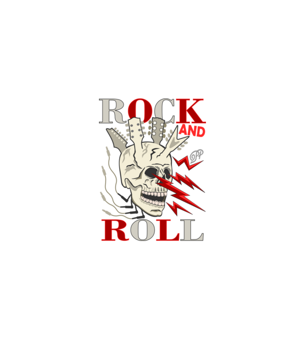 Rock and Roll Villámló Koponya minta fekete pólón