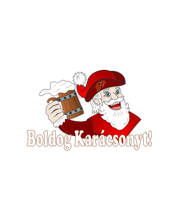 Boldog Karácsonyt Söröző Mikulás minta fehér pólón