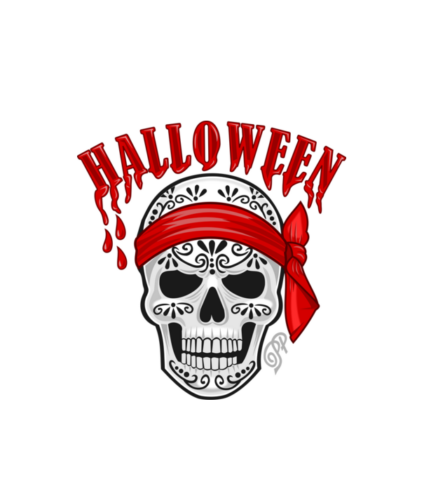 Halloween Koponya Kendős minta fehér pólón