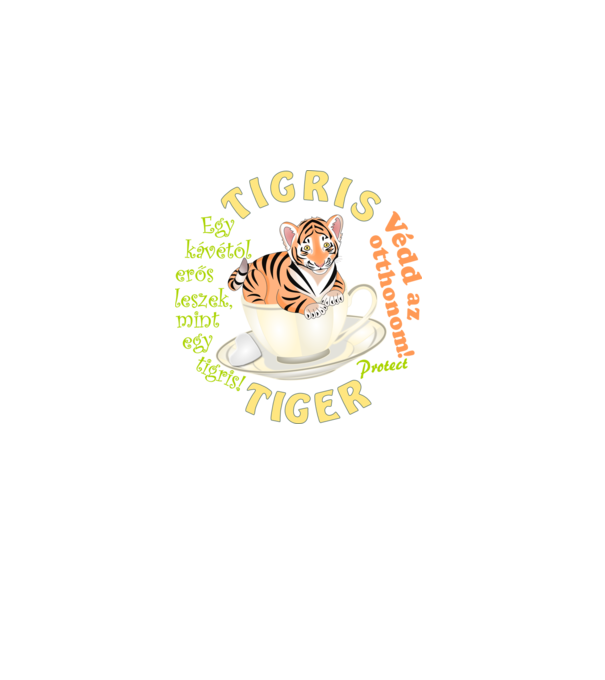 Tigris csészében minta fekete pólón