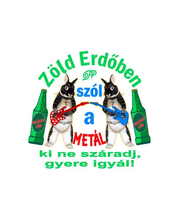 Metál Zöld Erdőben minta fehér pólón