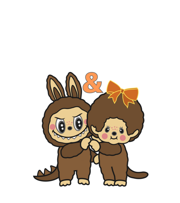 Chhichi és Zimomo (Labubu) minta piros pólón