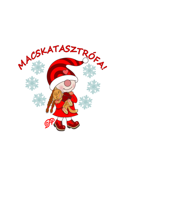 Macskatasztrófa minta fekete pólón