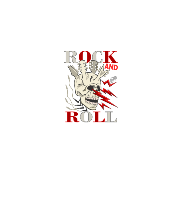 Rock and Roll Villámló Koponya minta fekete pólón