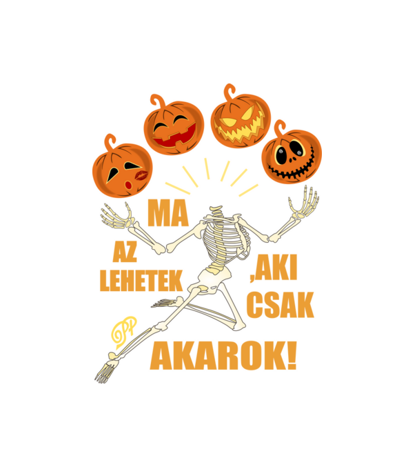 Halloweeni Csontváz minta fehér pólón