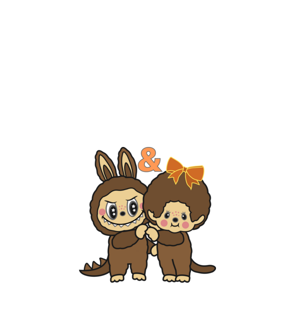 Chhichi és Zimomo (Labubu) minta piros pólón