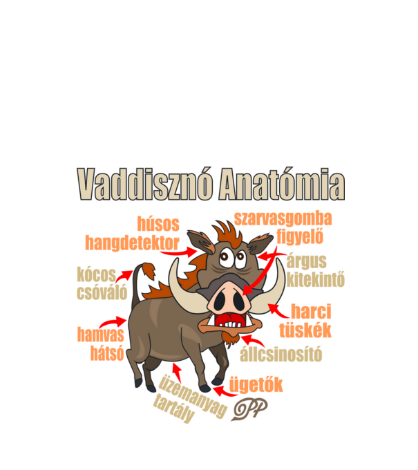 Vaddisznó Anatómia minta fekete pólón