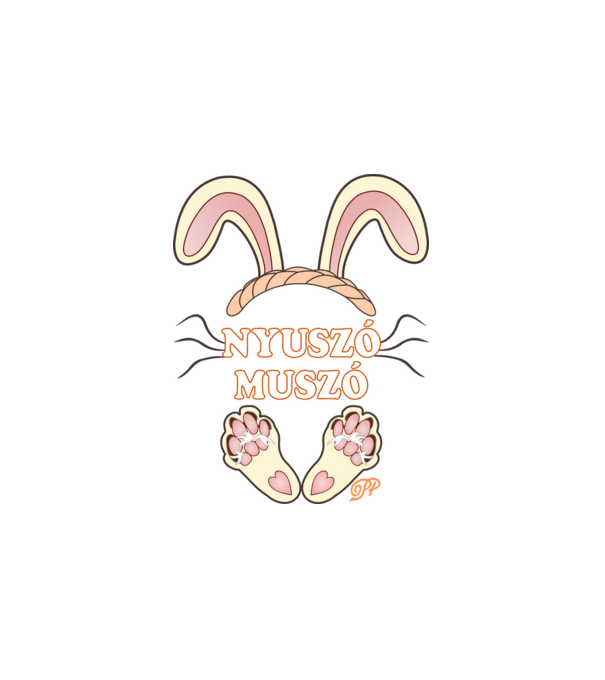 Nyuszó Muszó Nyuszifül minta fehér pólón