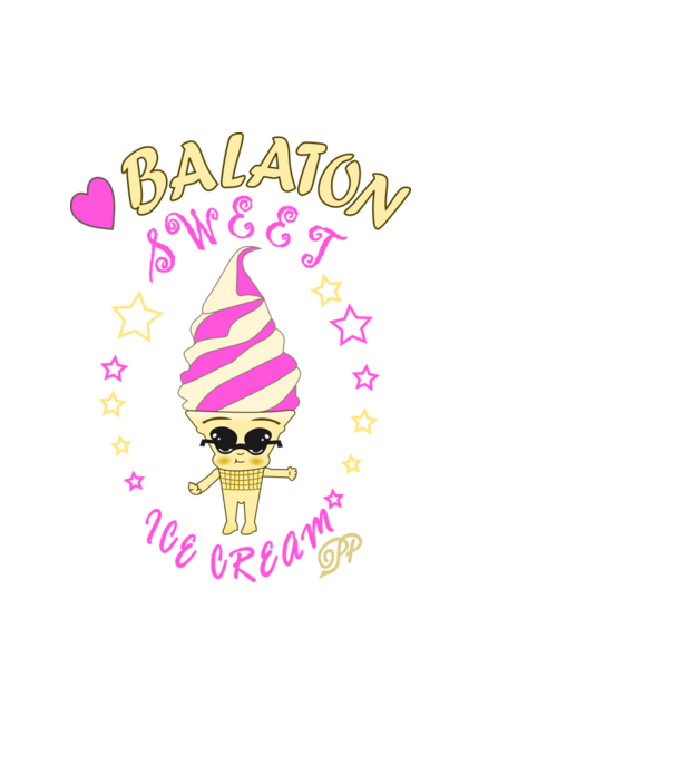 Balaton és Fagyi minta fekete pólón