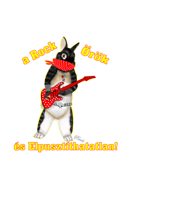 Rocker nyuszi pöttyös maszkban minta fekete pólón