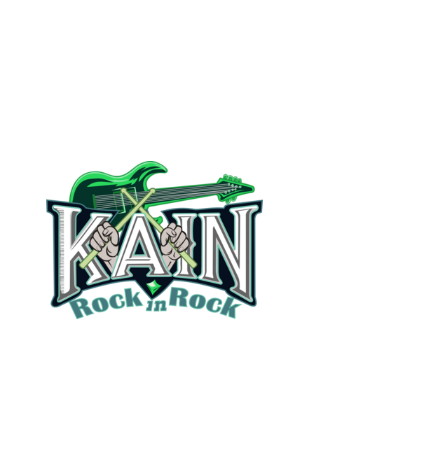 Kain Két hangszeres Zöld minta fekete pólón
