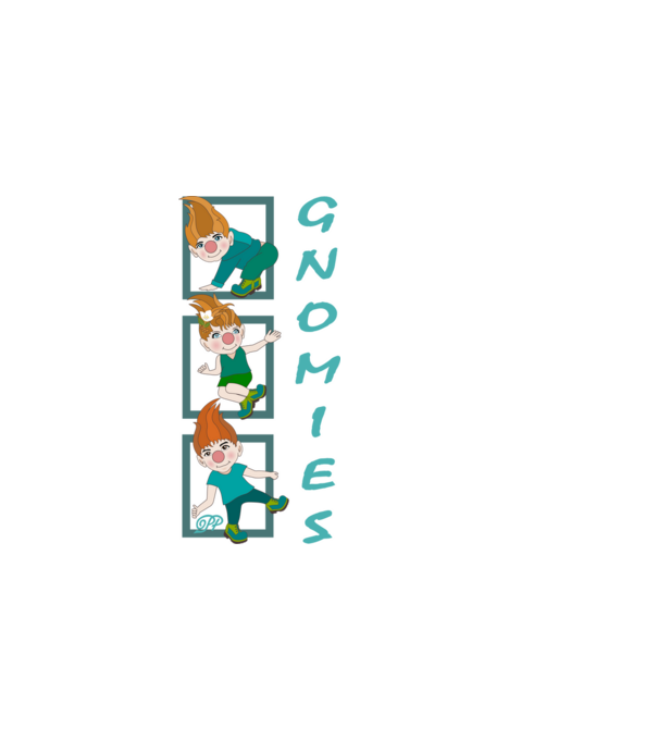 Gnomies Manók minta fehér pólón