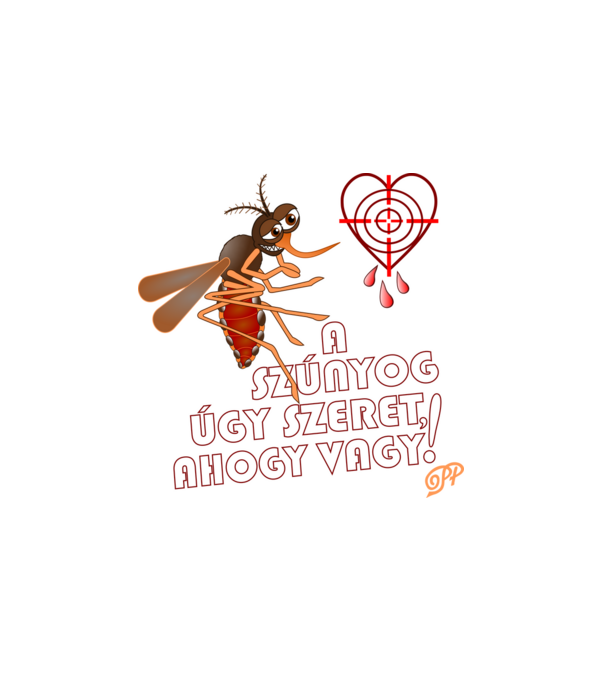 Szúnyog Szeretet minta fehér pólón