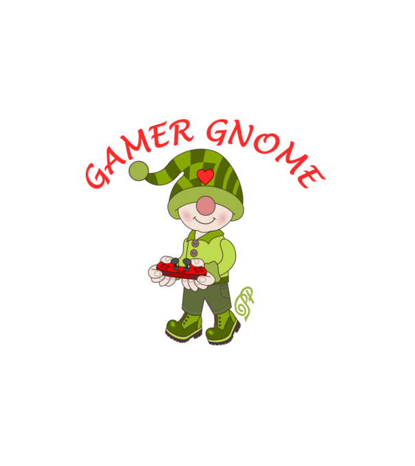Gamer Gnome minta fehér pólón