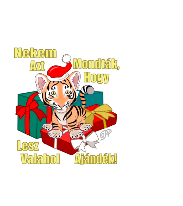 Ajándék Tigris minta sötétkék pólón