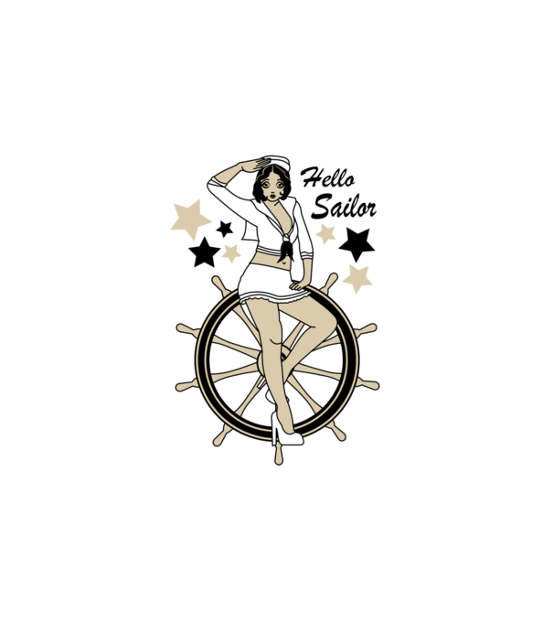 Pin up Sailor minta fehér pólón