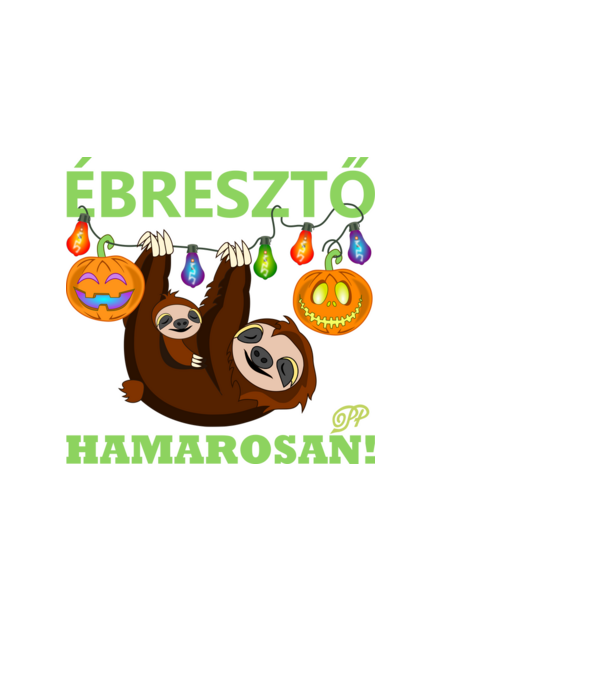 Ébresztő Hamarosan Halloweeni minta fekete pólón