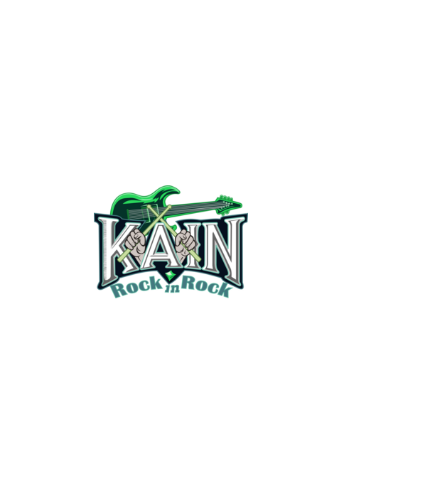 Kain Két hangszeres Zöld minta fekete pólón