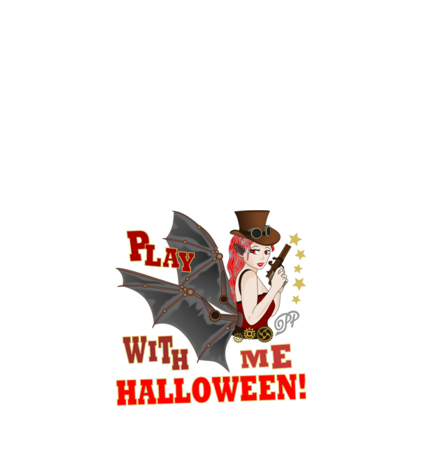 Játsz Velem Halloweent minta fekete pólón