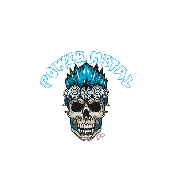 Power Metal Koponya minta fehér pólón