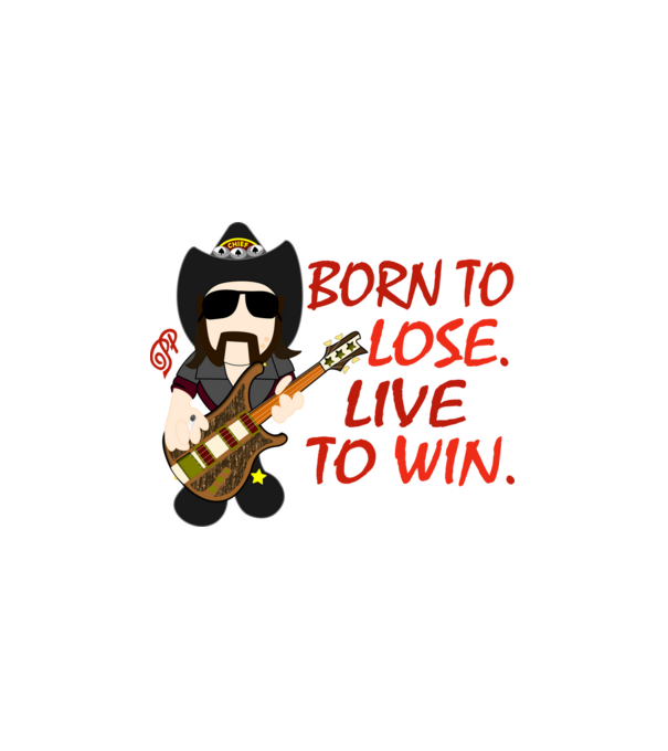 Lemmy a Győztes piros felirattal minta fekete pólón