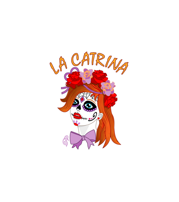 La Catrina fej minta fehér pólón