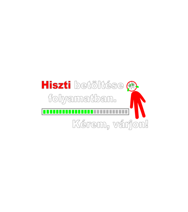Hiszti betöltése piros emberkével minta fekete pólón