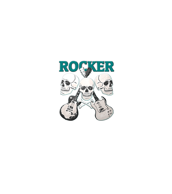 Rocker Koponyával Gitárral minta fekete pólón