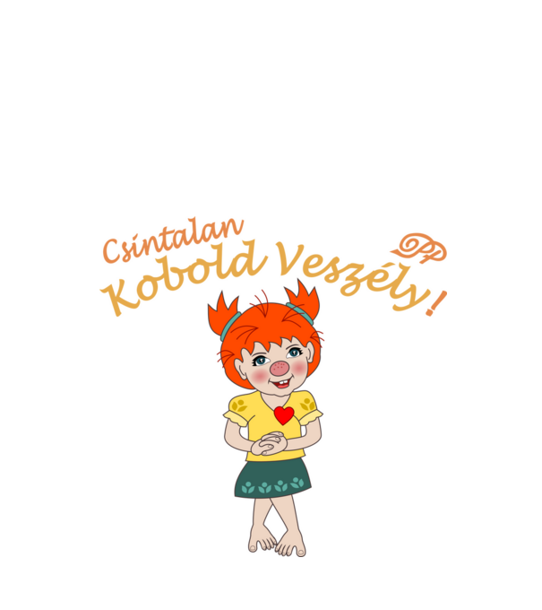 Csintalan Kobold Veszély Lány minta fekete pólón