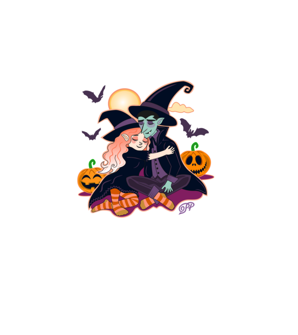 Halloweeni Pár minta sötétkék pólón