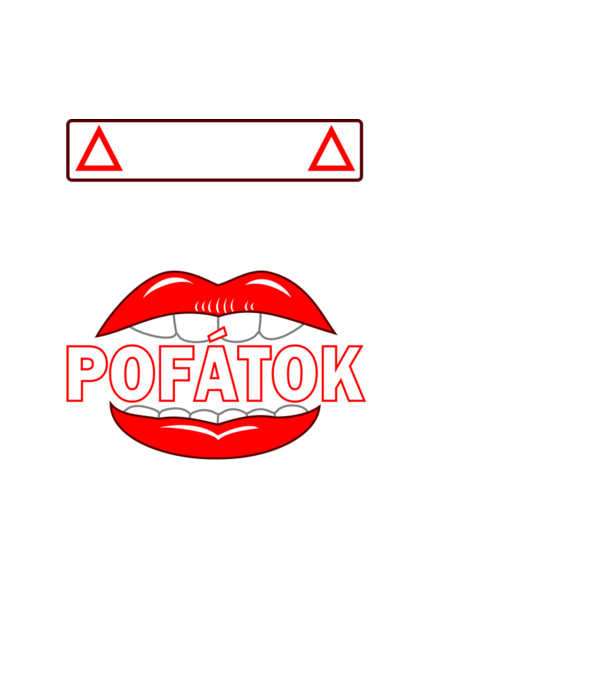 A pofátok nagy -piros, fehér minta fekete pólón
