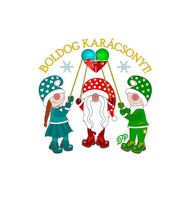 Pálcás Karácsonyi Manók minta homokszín pólón